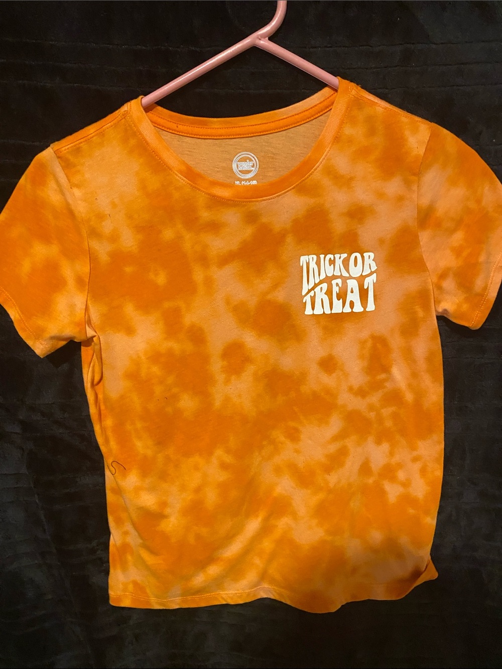 wonder nation Orange Tie-Dye "Trick or Treat" Short Sleeve Tee
